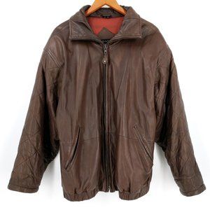 Vintage Andrew Marc Leather Bomber Jacket Brown M